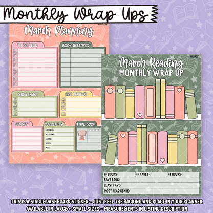 March Monthly Wrap Up & Notes Dashboard Stickers - xMR044