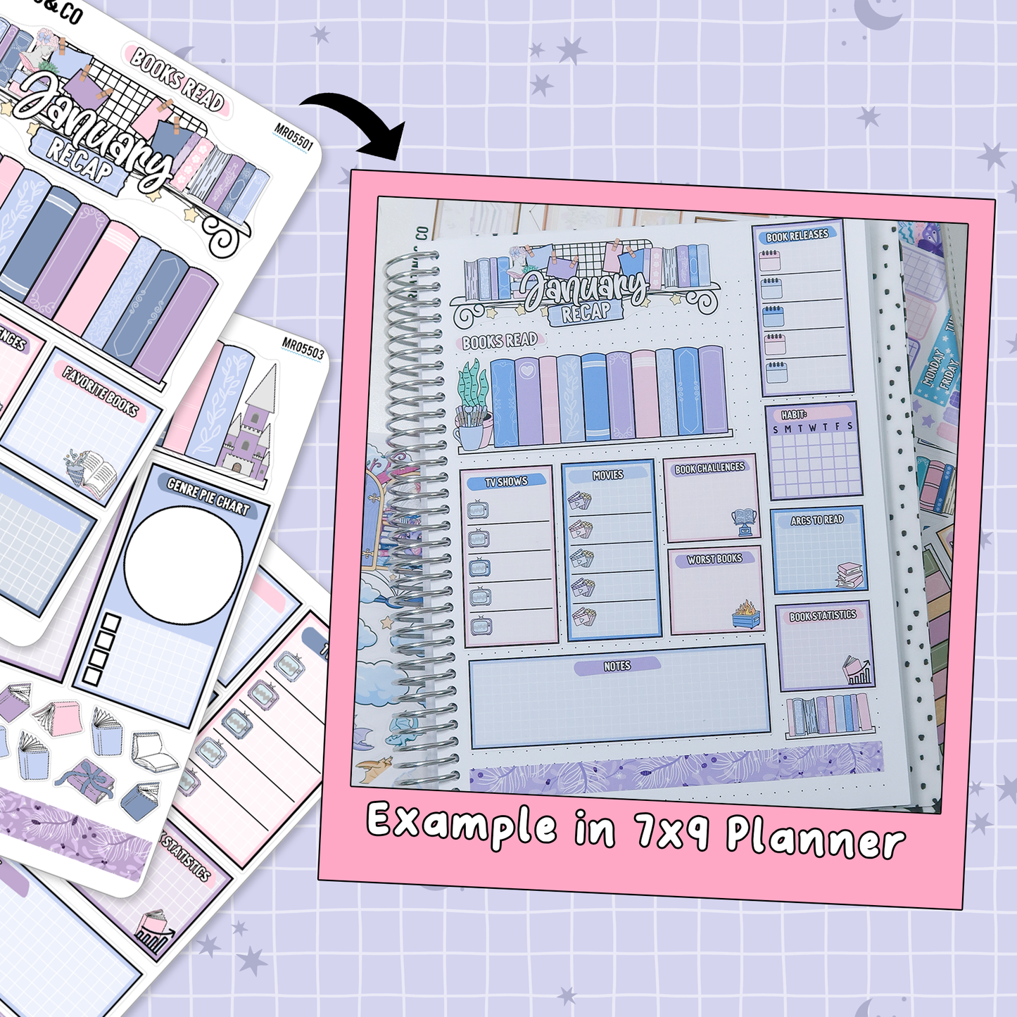 Arctic Reads January Monthly Notes Page Builder Planner Sticker Kit  - MR055