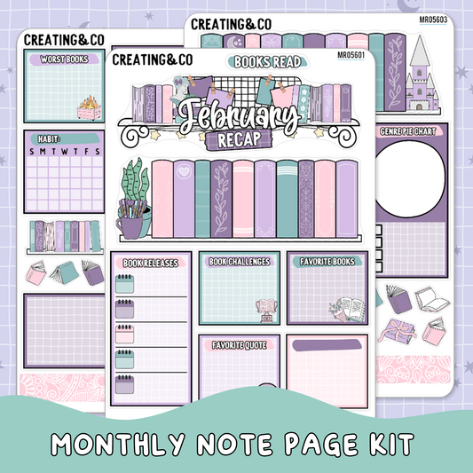 Butterfly Pages February Monthly Notes Page Builder Planner Sticker Kit  - MR056