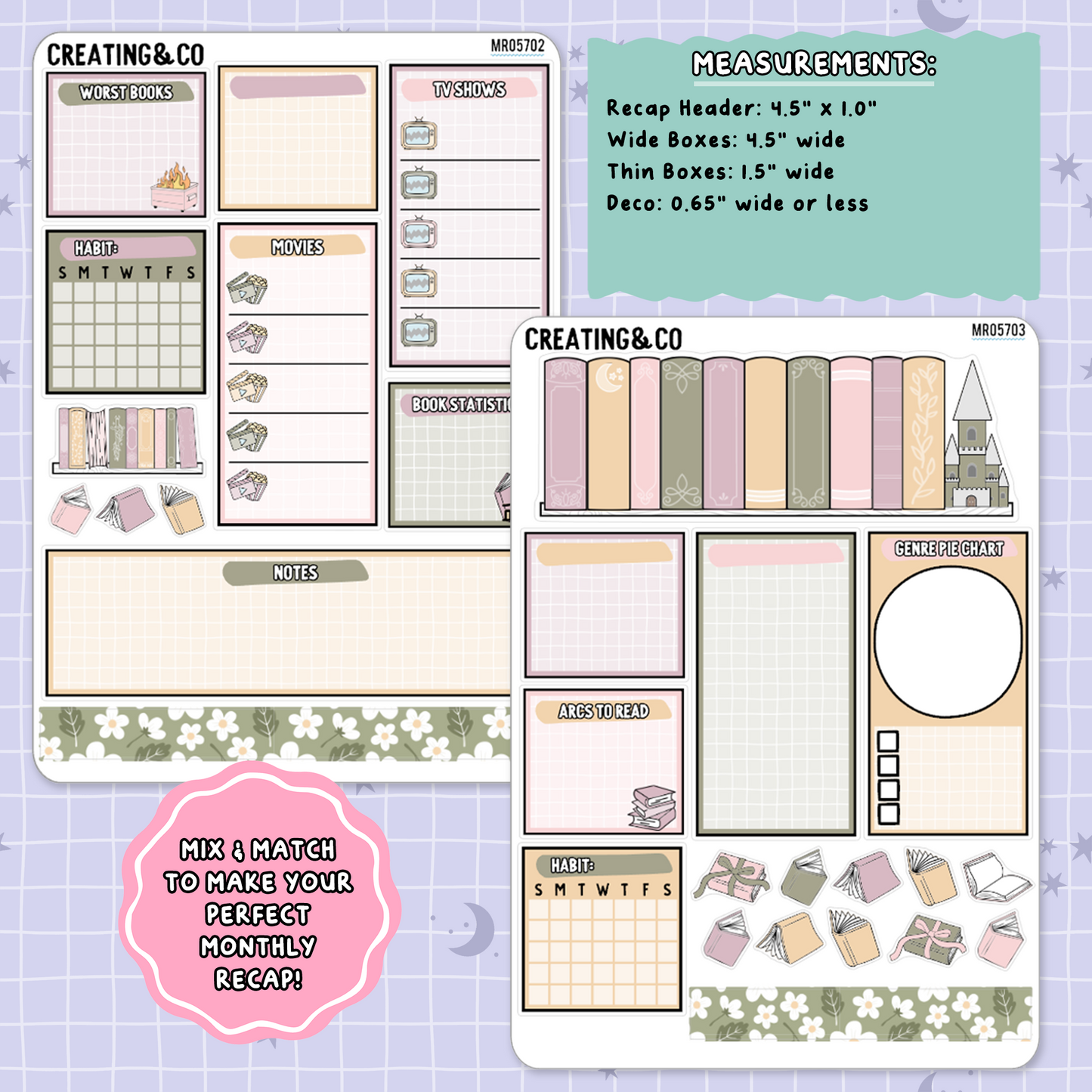 Cozy Spring Cottage March Monthly Notes Page Builder Planner Sticker Kit  - MR057