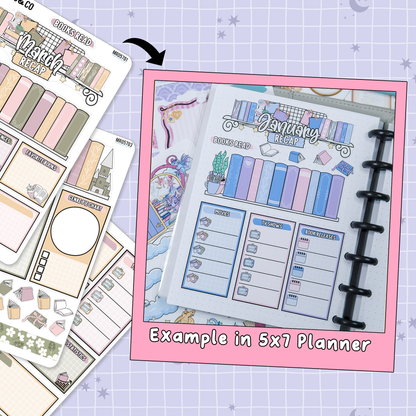 Cozy Spring Cottage March Monthly Notes Page Builder Planner Sticker Kit  - MR057