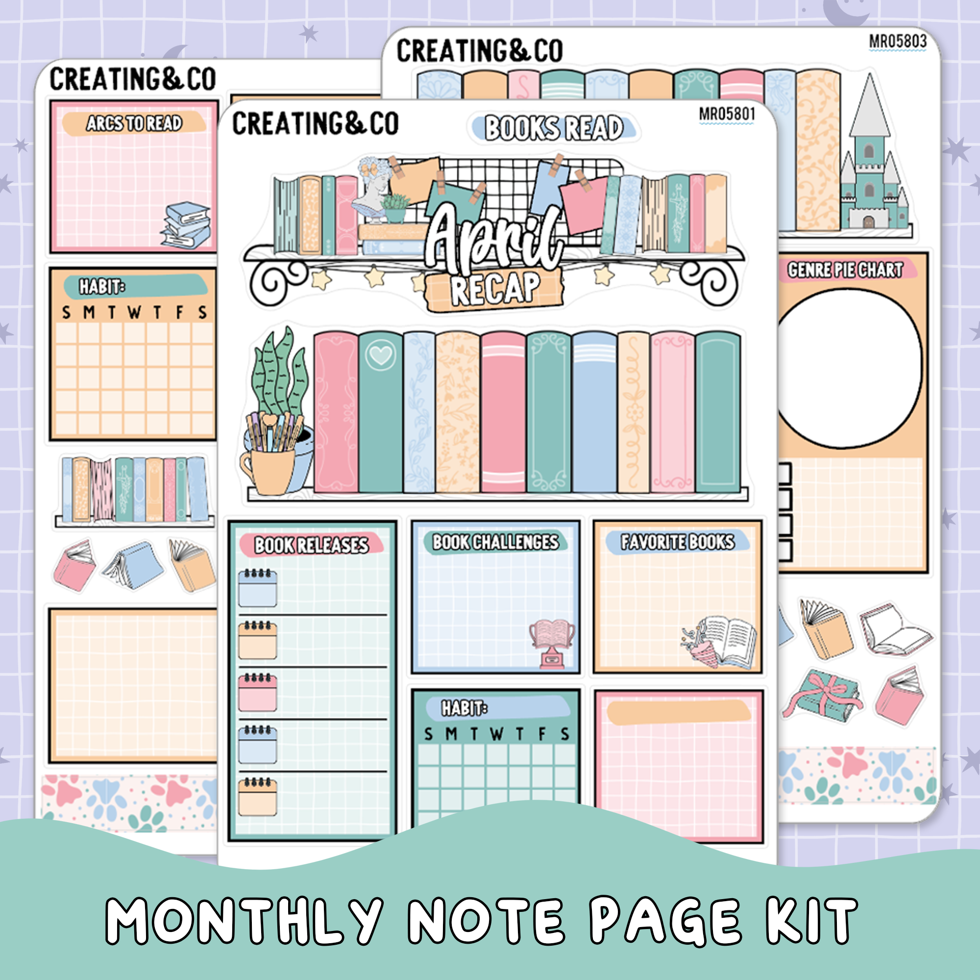 Paws & Pages April Monthly Notes Page Builder Planner Sticker Kit - MR ...