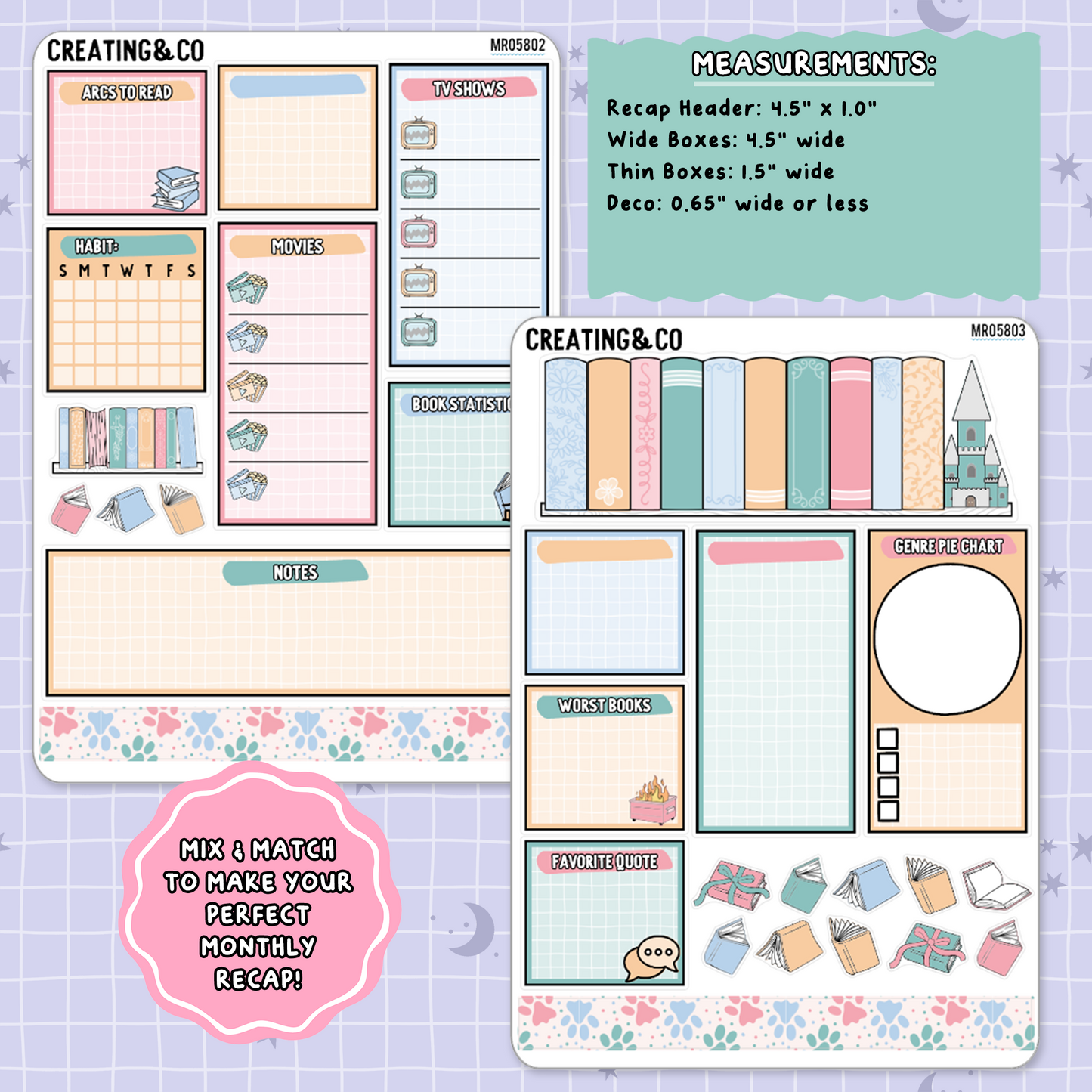 Paws & Pages April Monthly Notes Page Builder Planner Sticker Kit  - MR058