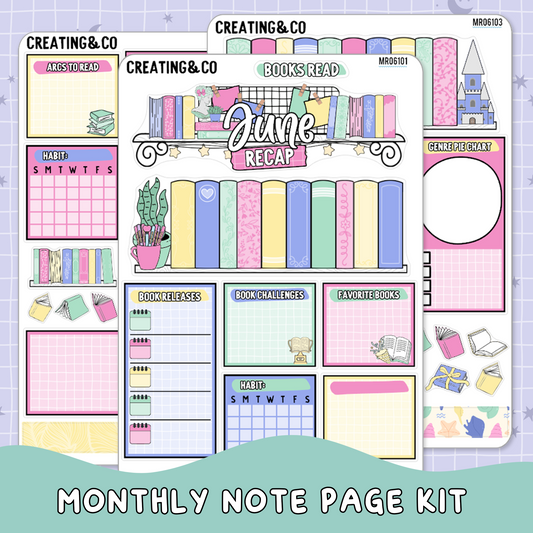 Books & Beach June Monthly Notes Page Builder Planner Sticker Kit  - MR061