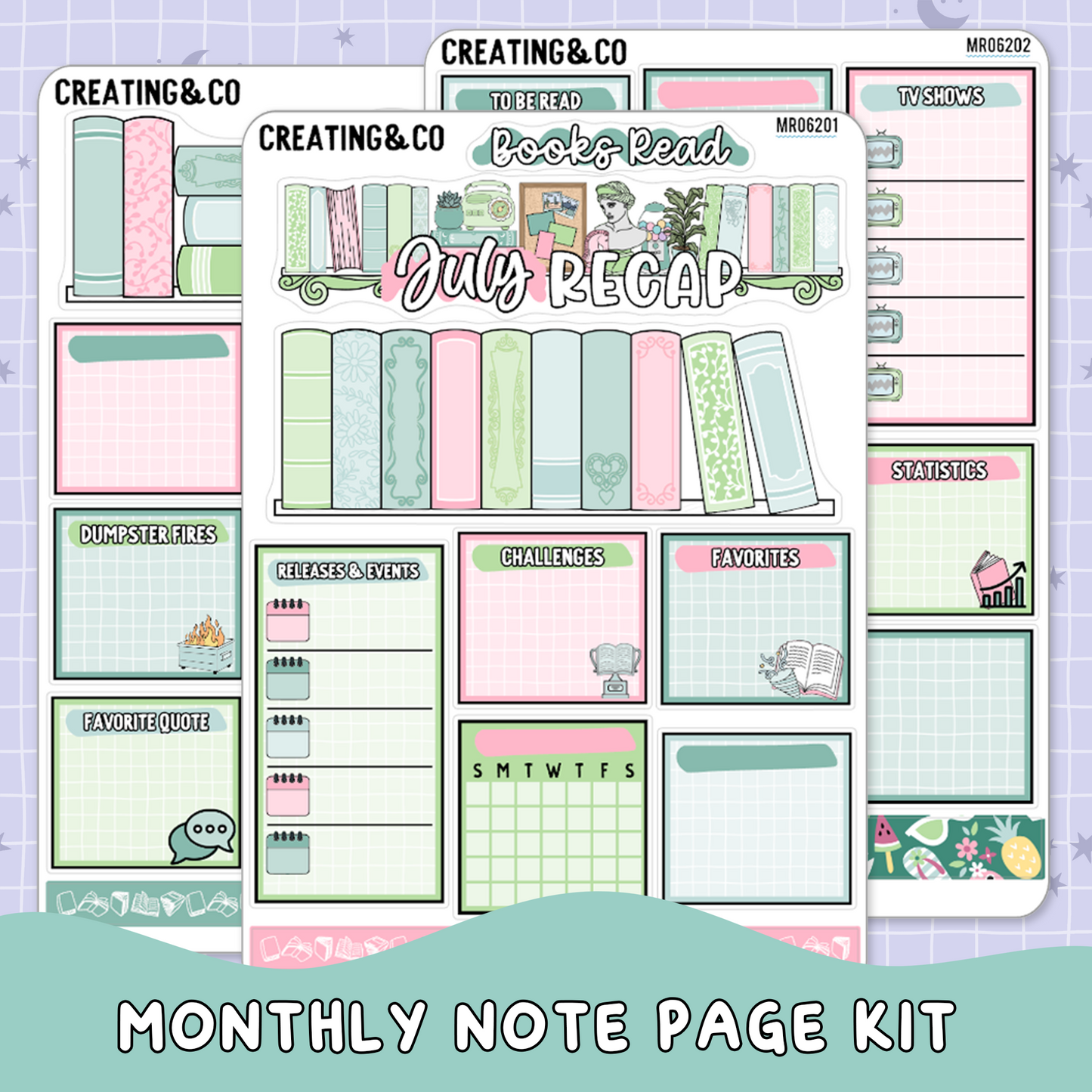 Summer Rain July Monthly Notes Page Builder Planner Sticker Kit  - MR062