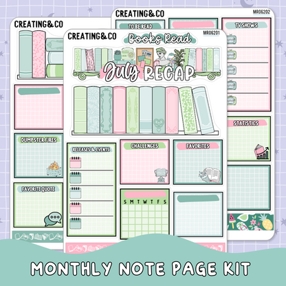 Summer Rain July Monthly Notes Page Builder Planner Sticker Kit  - MR062