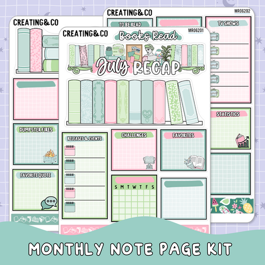 Summer Rain July Monthly Notes Page Builder Planner Sticker Kit  - MR062