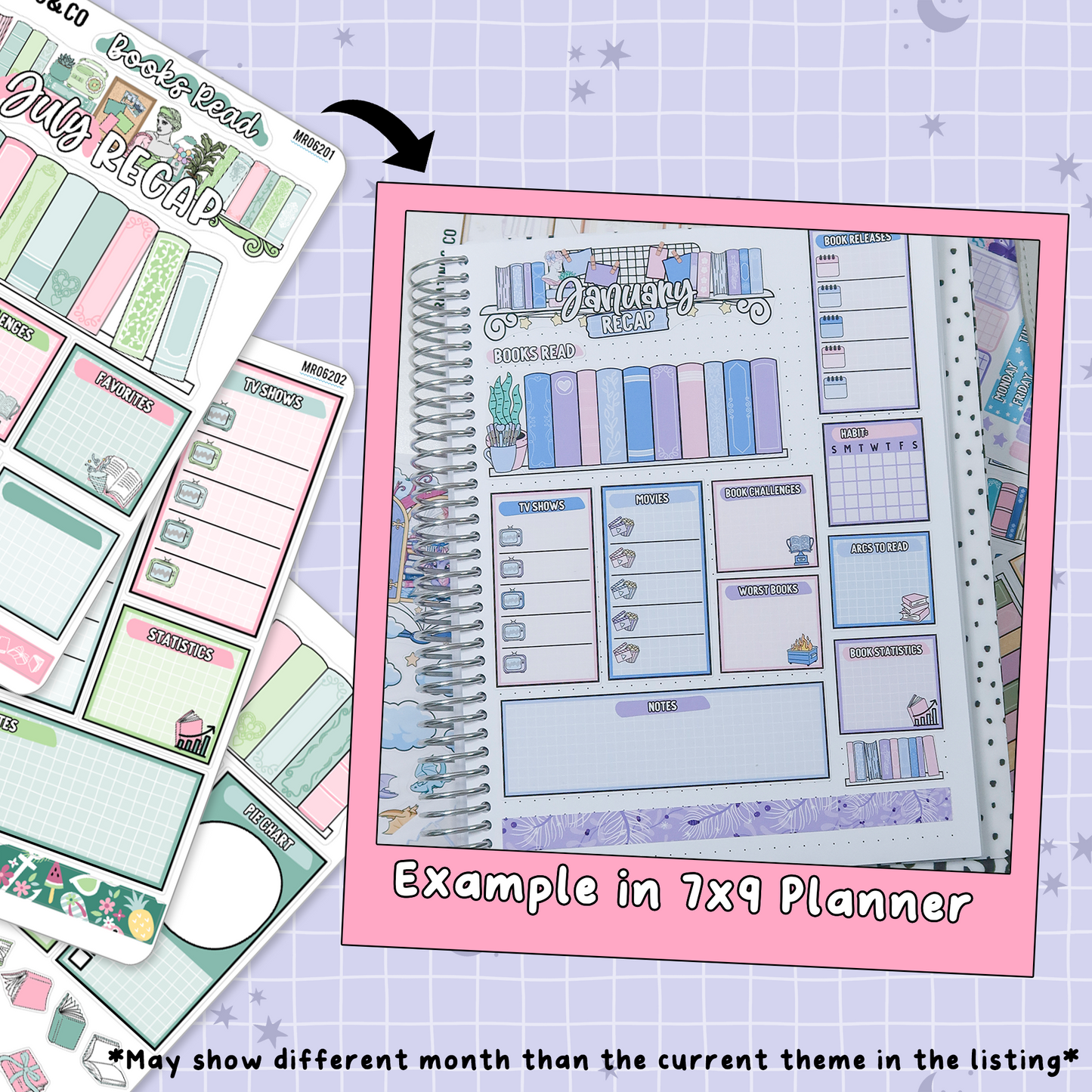 Summer Rain July Monthly Notes Page Builder Planner Sticker Kit  - MR062