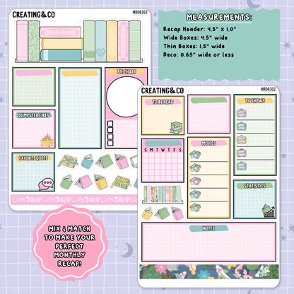 Tranquil Pond August Monthly Notes Page Builder Planner Sticker Kit  - MR063