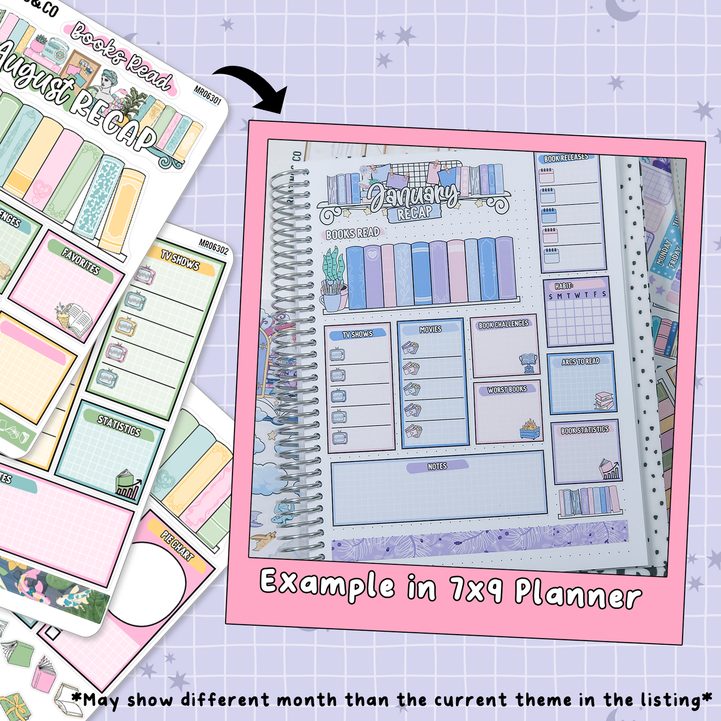 Tranquil Pond August Monthly Notes Page Builder Planner Sticker Kit  - MR063