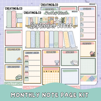 Cozy Patchwork September Monthly Notes Page Builder Planner Sticker Kit  - MR064