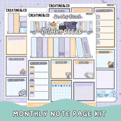 Stay Spooky October Monthly Notes Page Builder Planner Sticker Kit  - MR065