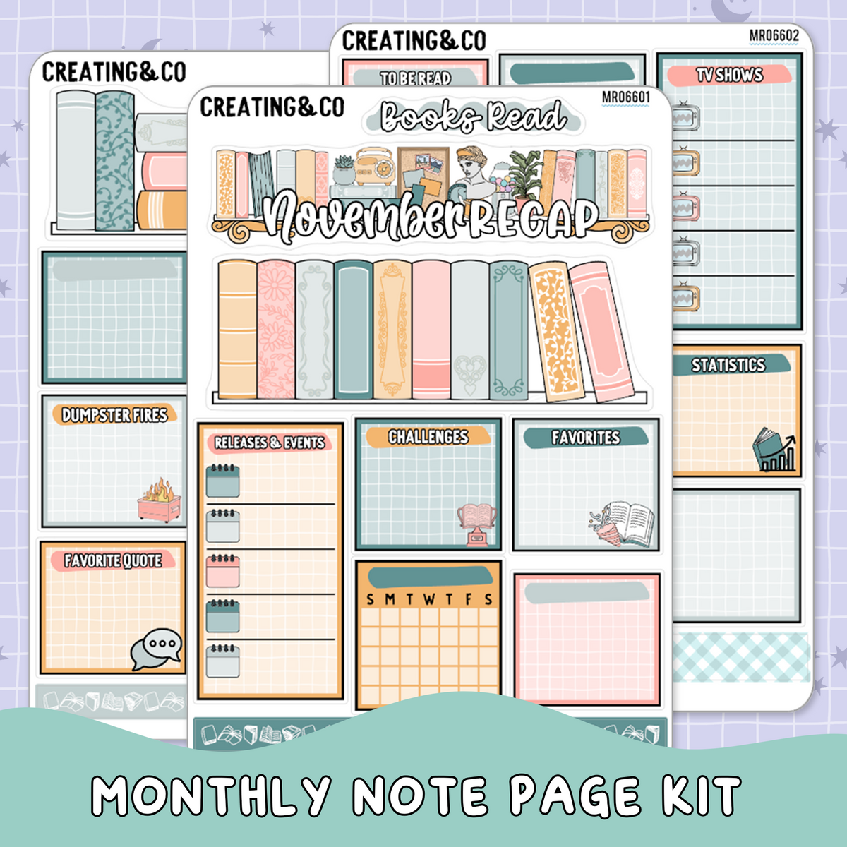 Cozy Cat November Monthly Notes Page Builder Planner Sticker Kit  - MR066