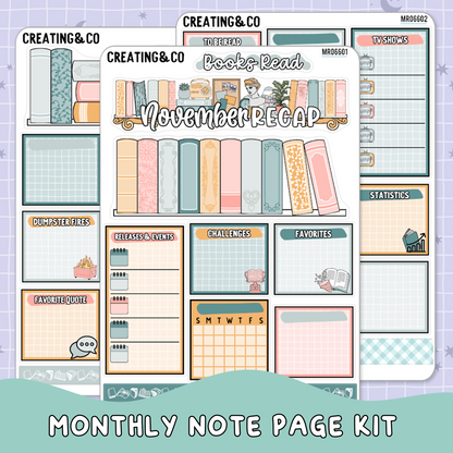 Cozy Cat November Monthly Notes Page Builder Planner Sticker Kit  - MR066