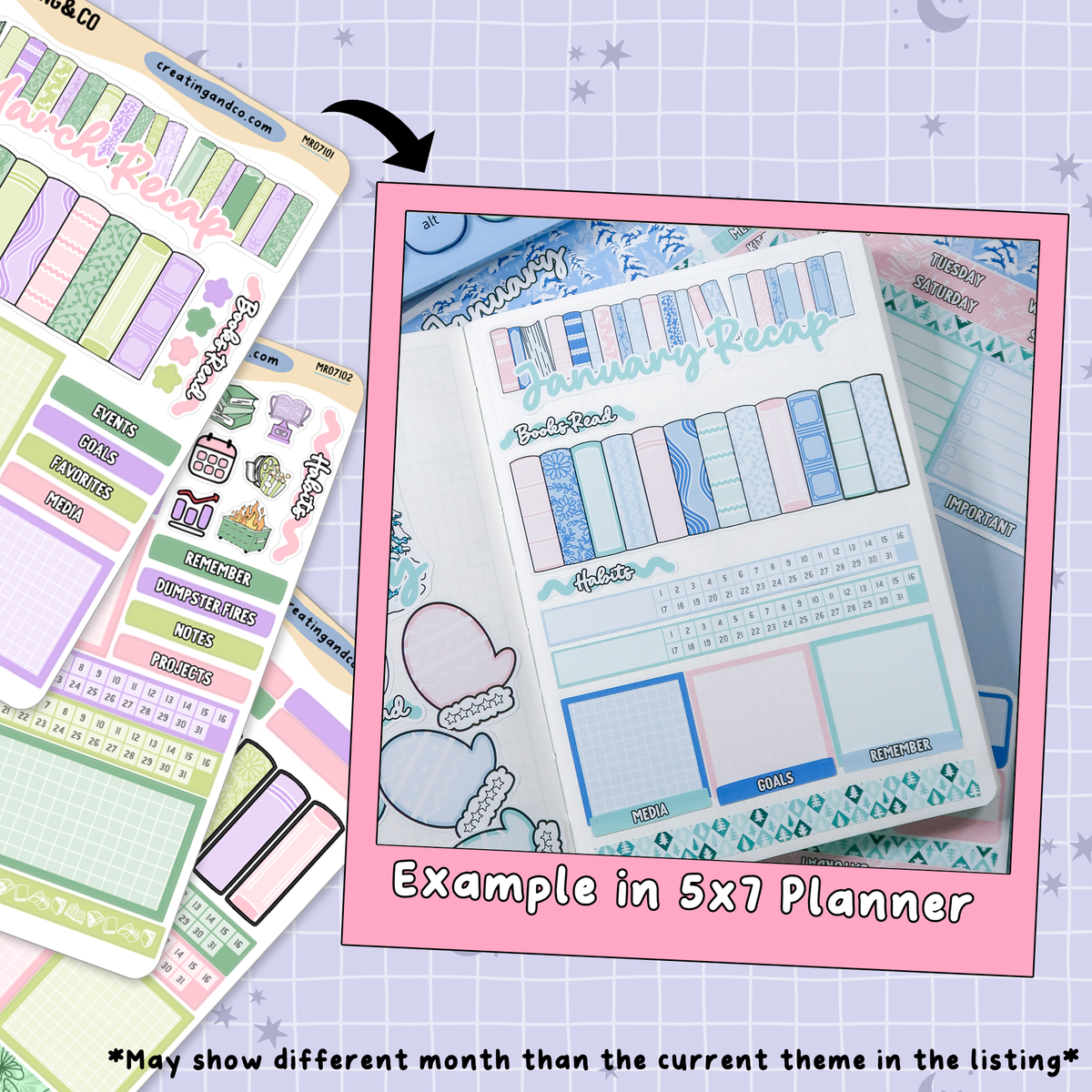 Frog Garden March Monthly Notes Page Builder Planner Sticker Kit  - MR071