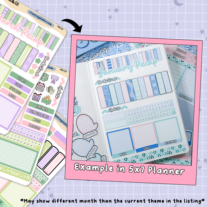 Frog Garden March Monthly Notes Page Builder Planner Sticker Kit  - MR071