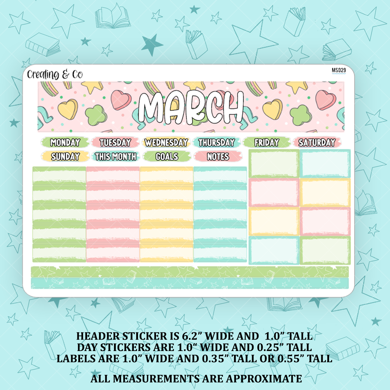 March Monthly Kit for Small Planners (1.0" wide columns) - MS029