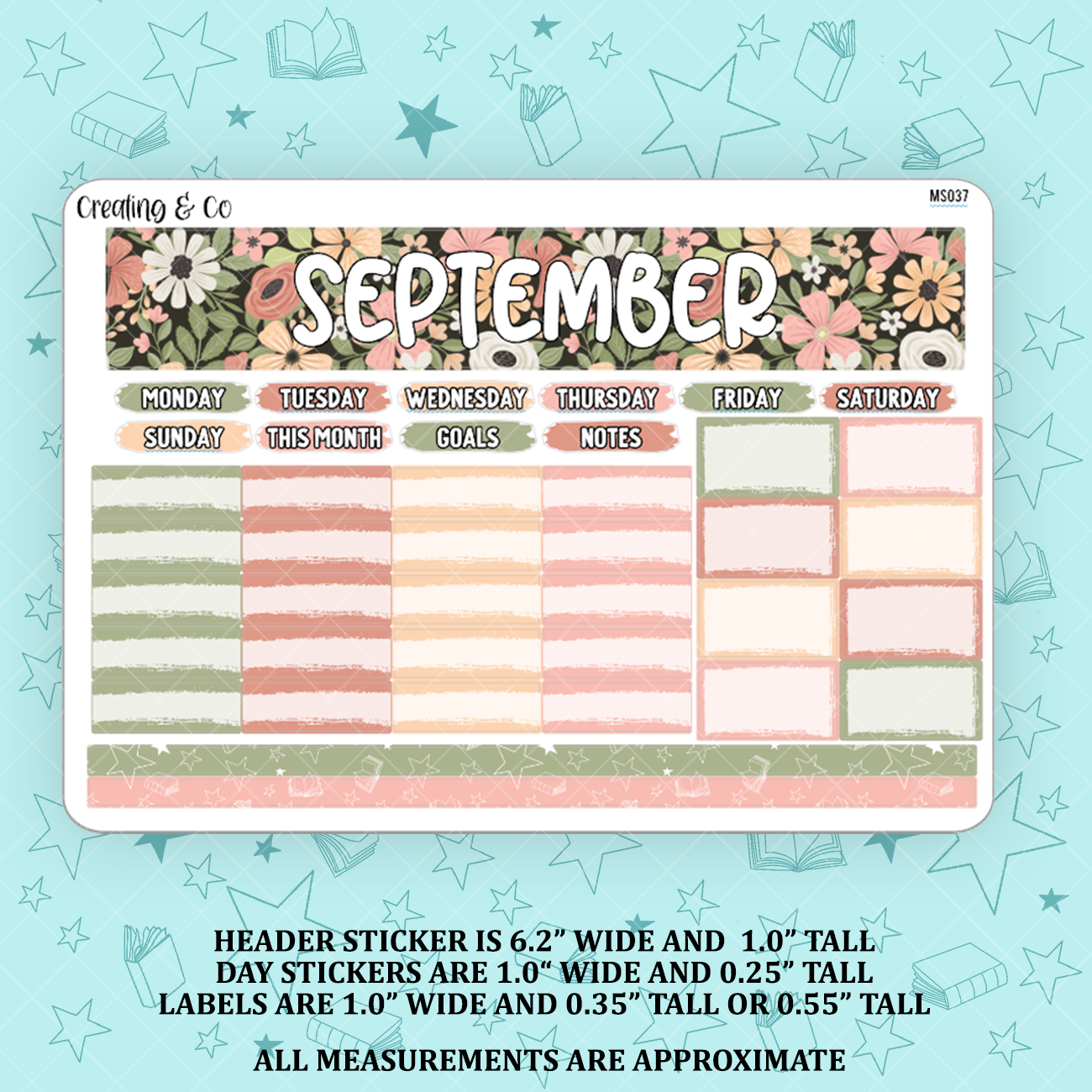 September Monthly Kit for Small Planners (1.0" wide columns) - MS037