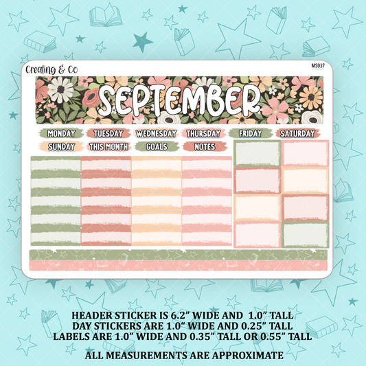 September Monthly Kit for Small Planners (1.0" wide columns) - MS037