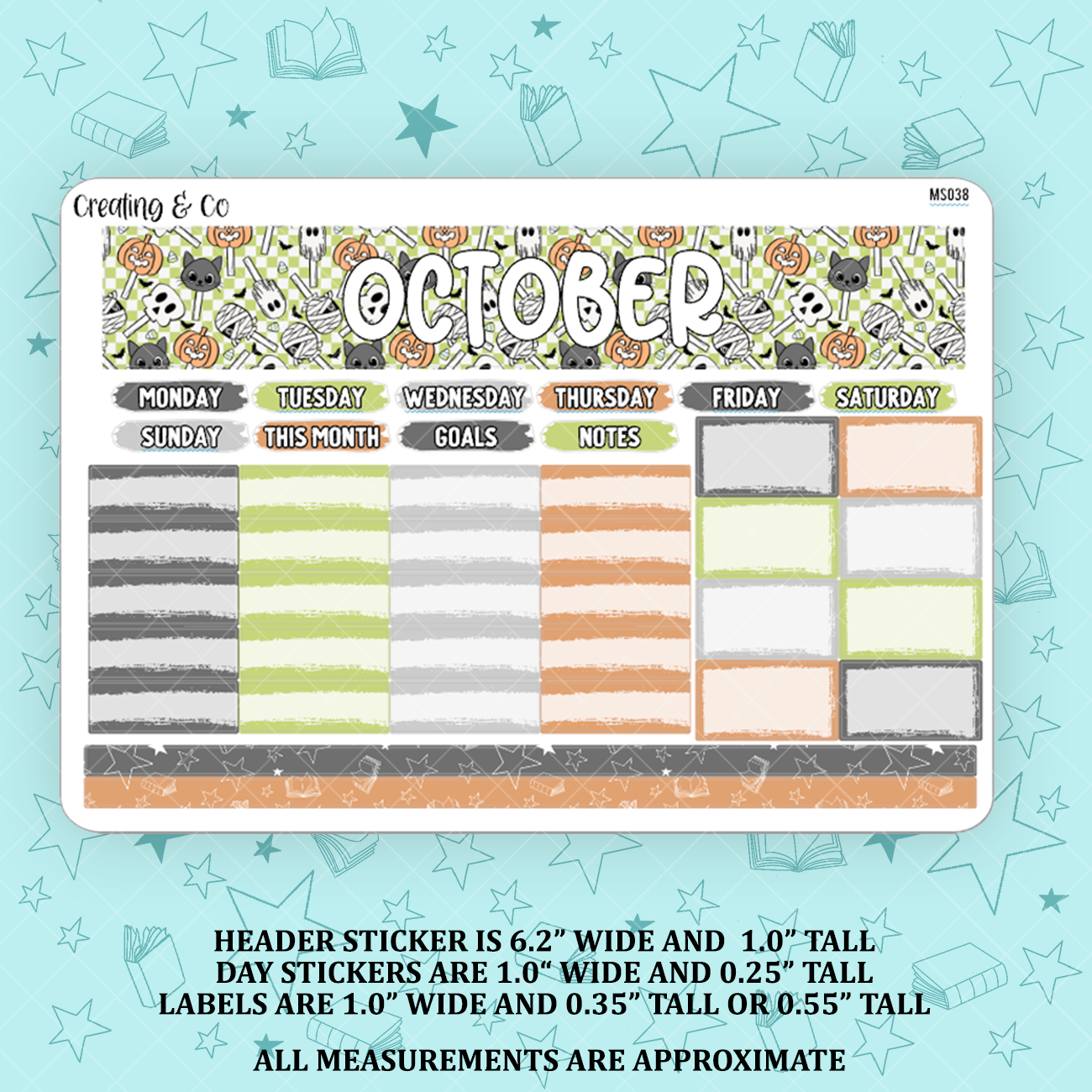 October Monthly Kit for Small Planners (1.0" wide columns) - MS038