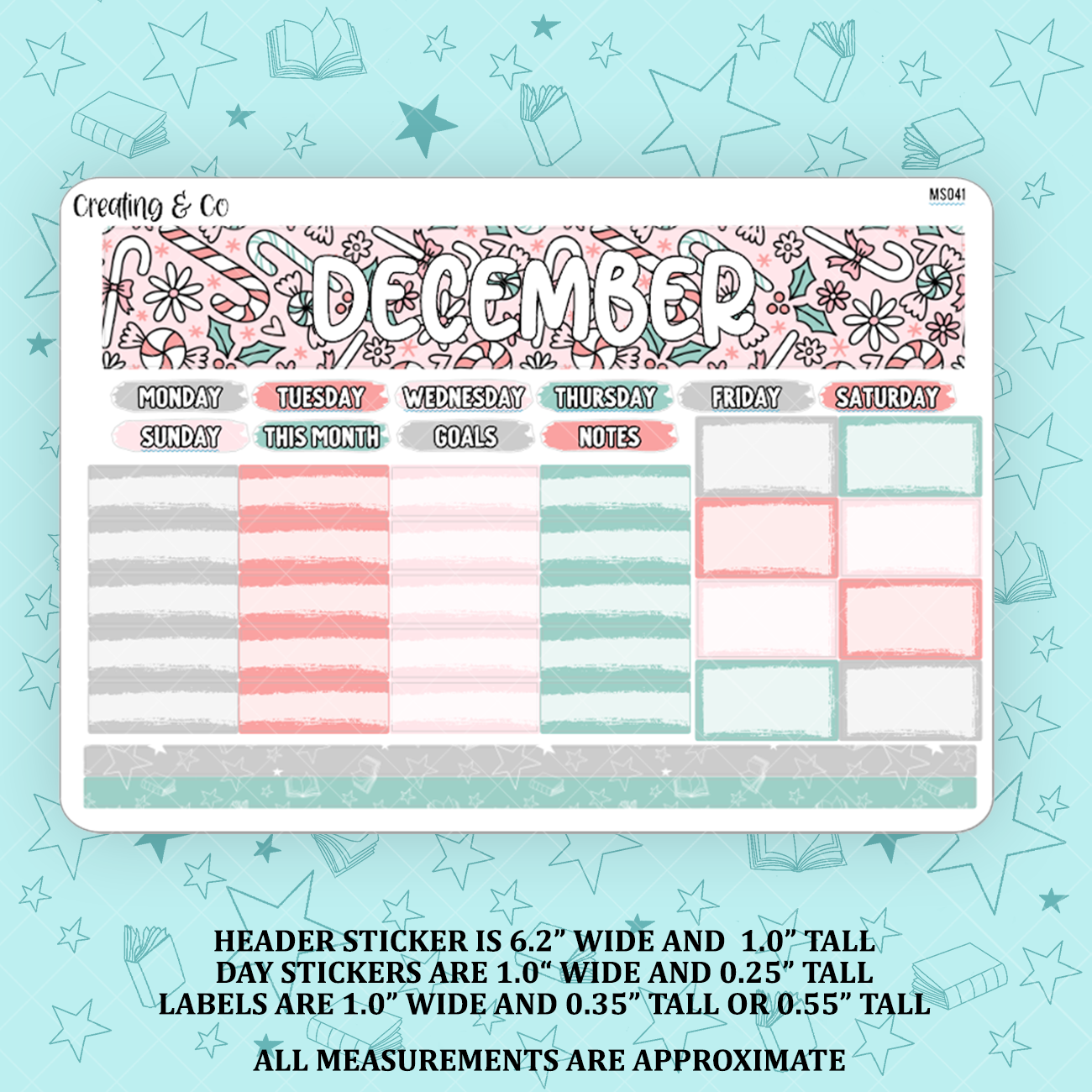 December Monthly Kit for Small Planners (1.0" wide columns) - MS041
