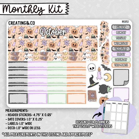 October Monthly Kit for Small Planners (1.0" wide columns) - MS052