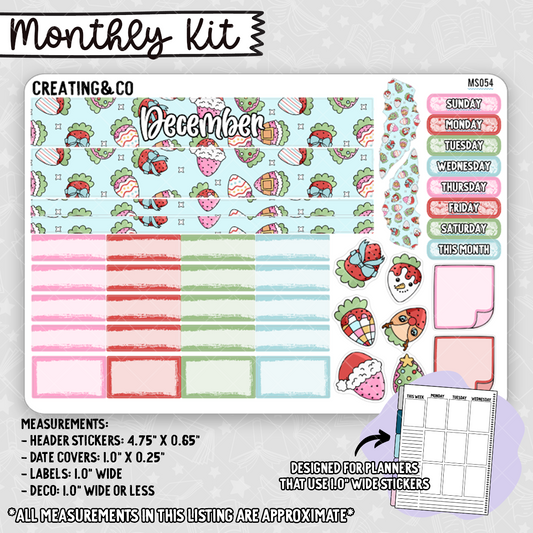December Monthly Kit for Small Planners (1.0" wide columns) - MS054