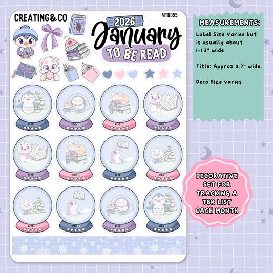 Arctic Reads January Monthly To Be Read Planner Sticker Kit  - MTB055