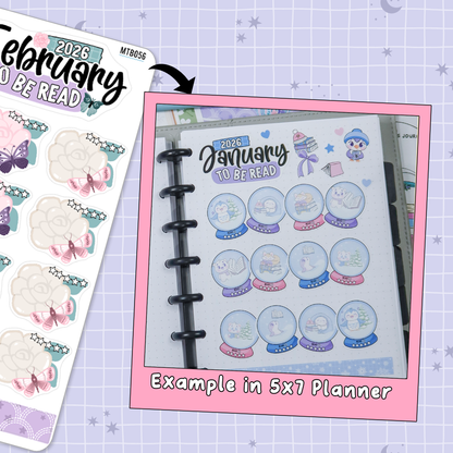 Butterfly Pages February Monthly To Be Read Planner Sticker Kit  - MTB056