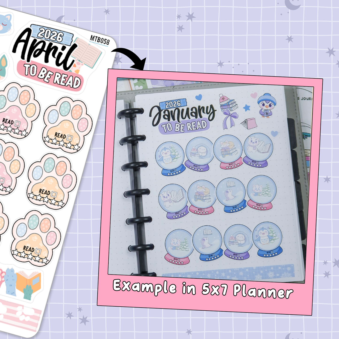 Paws & Pages April Monthly To Be Read Planner Sticker Kit  - MTB058
