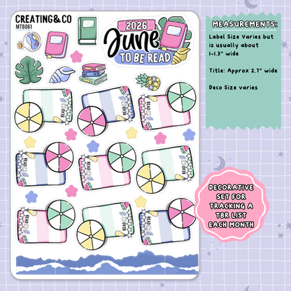 Books & Beach June Monthly To Be Read Planner Sticker Kit  - MTB061