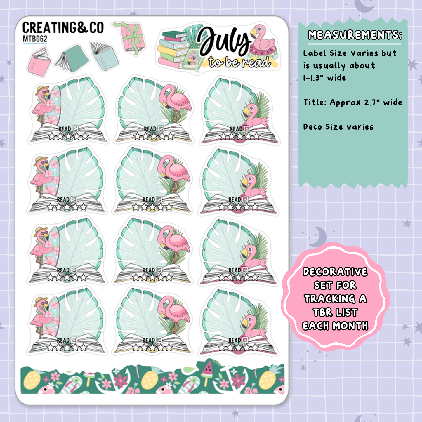 Summer Rain July Monthly To Be Read Planner Sticker Kit  - MTB062