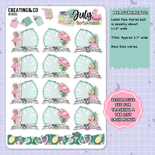 Summer Rain July Monthly To Be Read Planner Sticker Kit  - MTB062