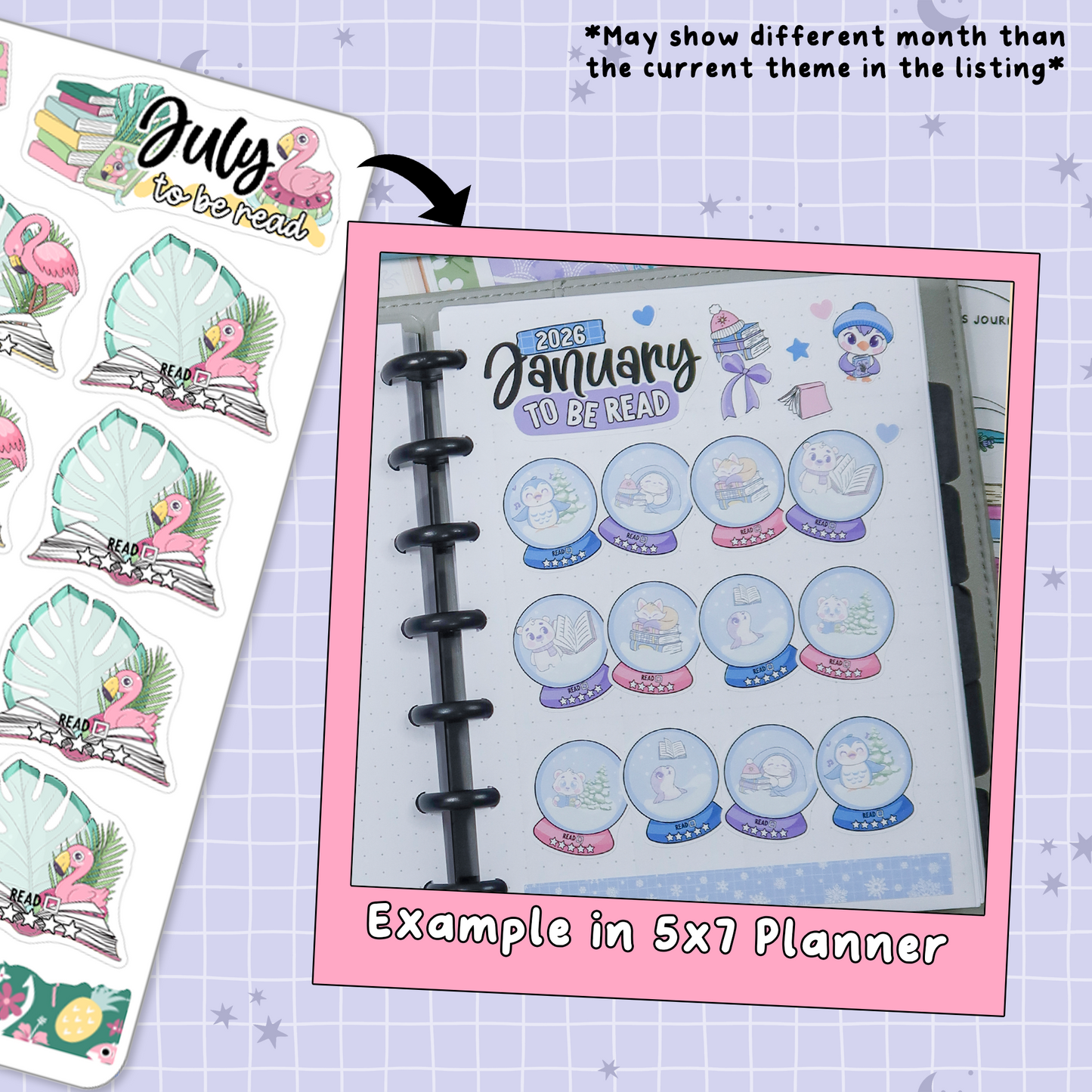 Summer Rain July Monthly To Be Read Planner Sticker Kit  - MTB062