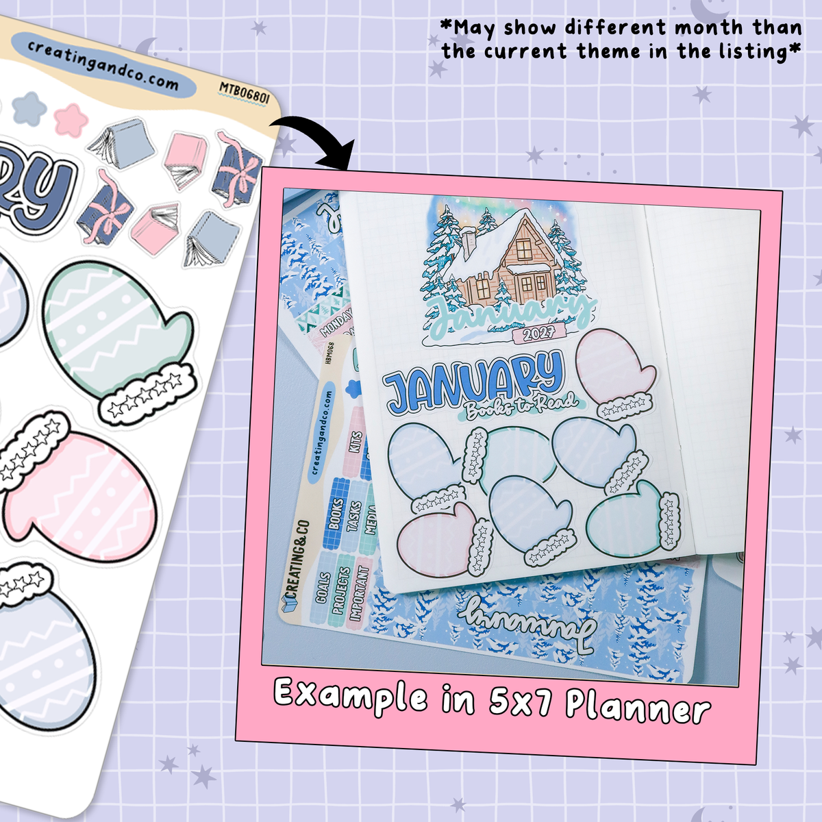 Northern Lights January Monthly Reading Challenge + To Be Read Planner Sticker Kit  - MTB068