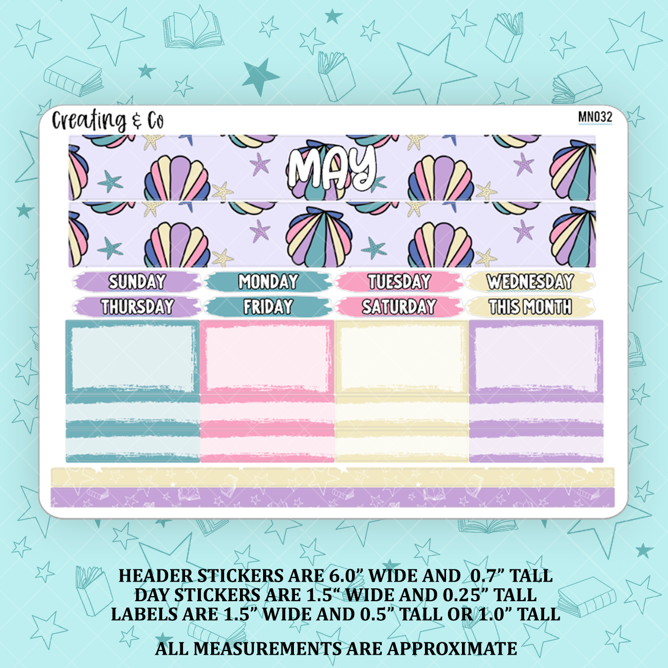 May Monthly Kit for Large Planners (1.5" wide columns) - MN032