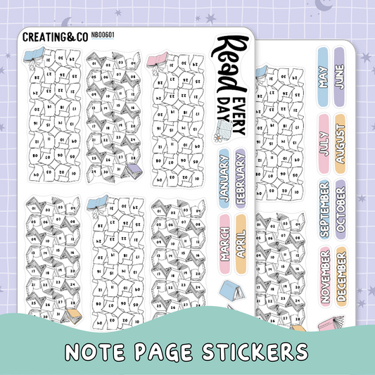 Read Every Day 2026 Habit Note Page Planner & Journal Sticker Sheet Set - NB006
