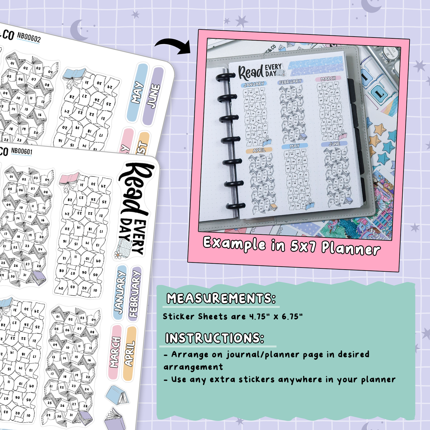 Read Every Day 2026 Habit Note Page Planner & Journal Sticker Sheet Set - NB006