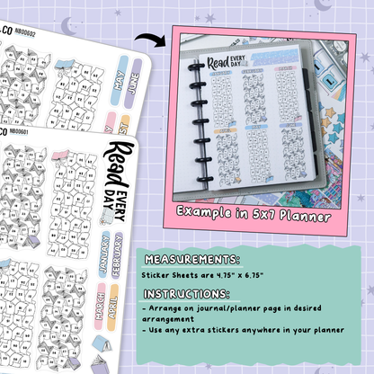 Read Every Day 2026 Habit Note Page Planner & Journal Sticker Sheet Set - NB006