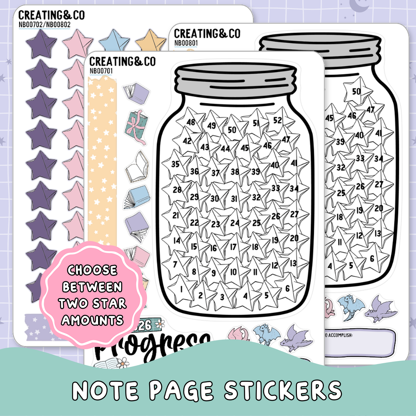 Progress Tracker Jar Note Page Planner & Journal Sticker Sheet Set - NB007