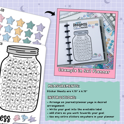 Progress Tracker Jar Note Page Planner & Journal Sticker Sheet Set - NB007