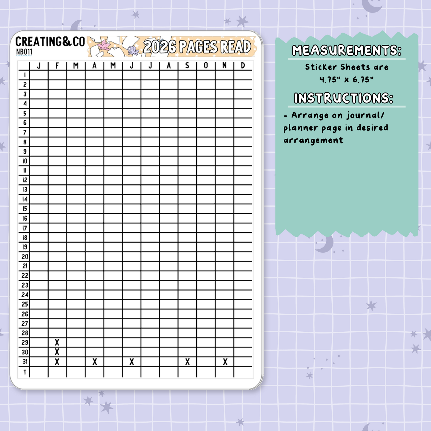 2026 Pages Read Table Note Page Planner & Journal Sticker Sheet Set - NB011