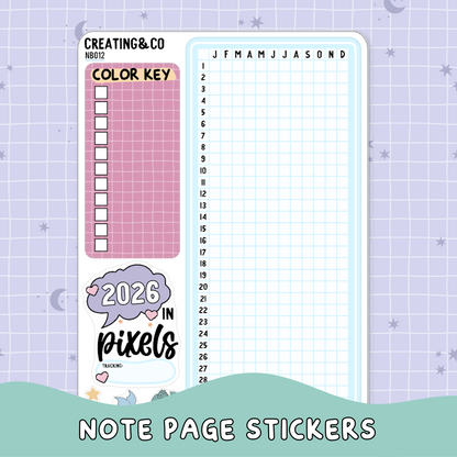 2026 in Pixels Note Page Planner & Journal Sticker Sheet Set - NB012