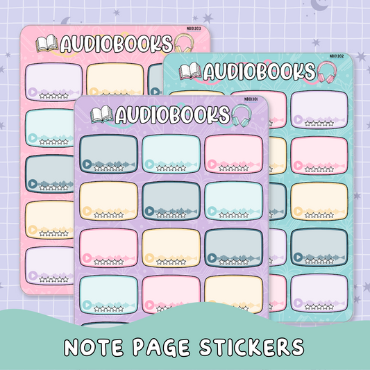 Audiobooks Note Page Planner & Journal Sticker Sheet Set - NB013