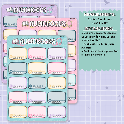 Audiobooks Note Page Planner & Journal Sticker Sheet Set - NB013