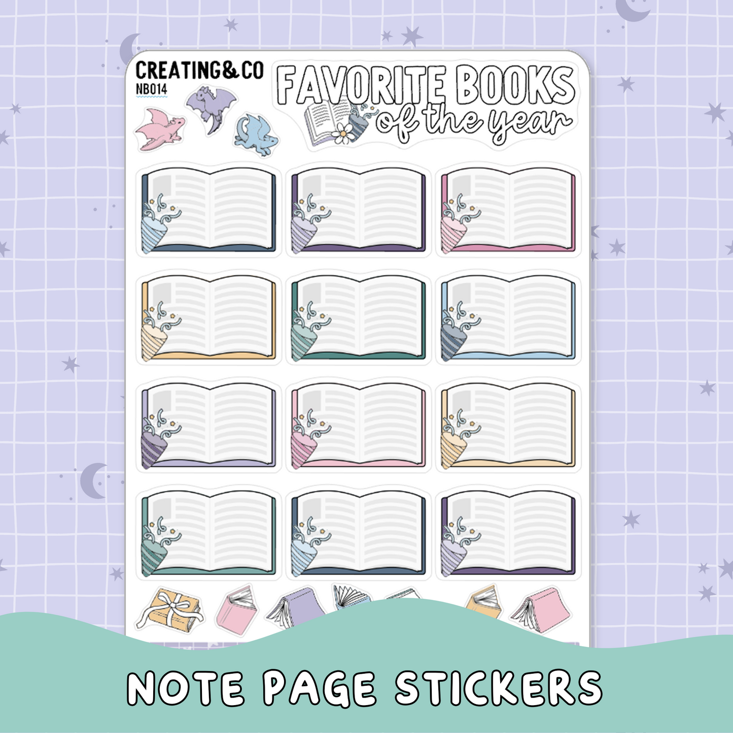 2026 Favorite Books of the Year Note Page Planner & Journal Sticker Sheet Set - NB014