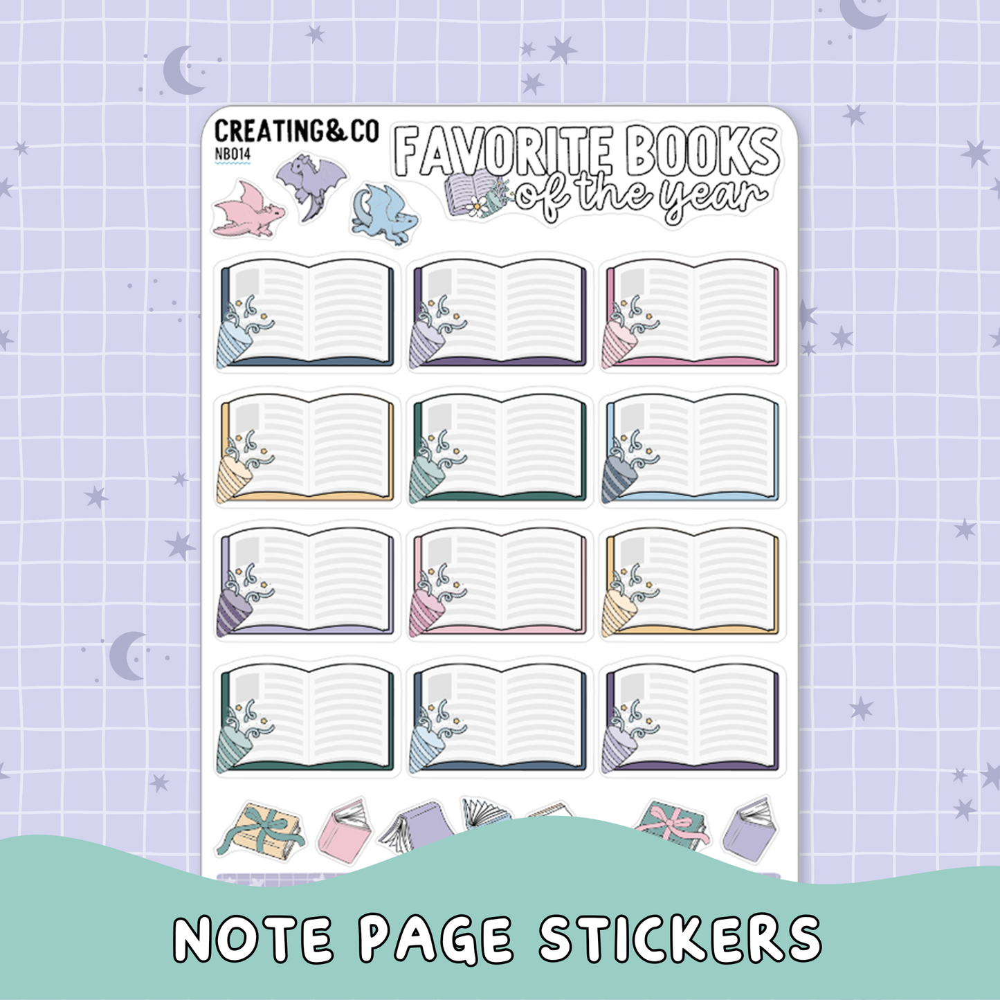 2026 Favorite Books of the Year Note Page Planner & Journal Sticker Sheet Set - NB014