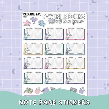 2026 Favorite Books of the Year Note Page Planner & Journal Sticker Sheet Set - NB014