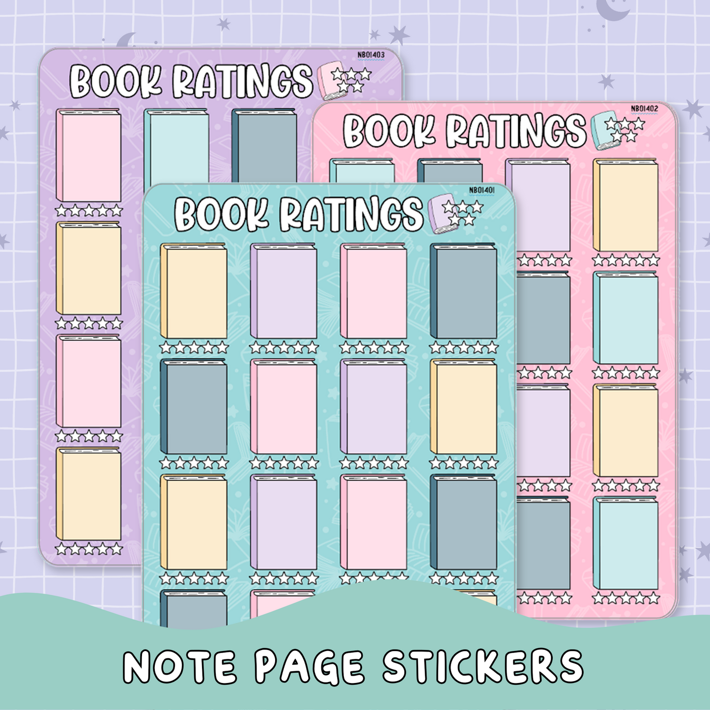 Book Ratings Note Page Planner & Journal Sticker Sheet Set - NB014