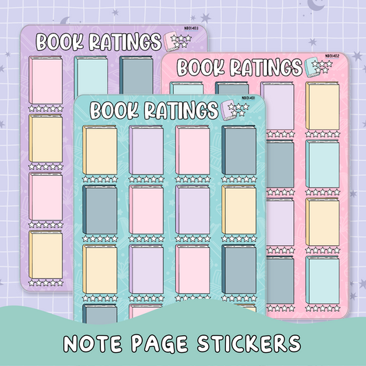 Book Ratings Note Page Planner & Journal Sticker Sheet Set - NB014